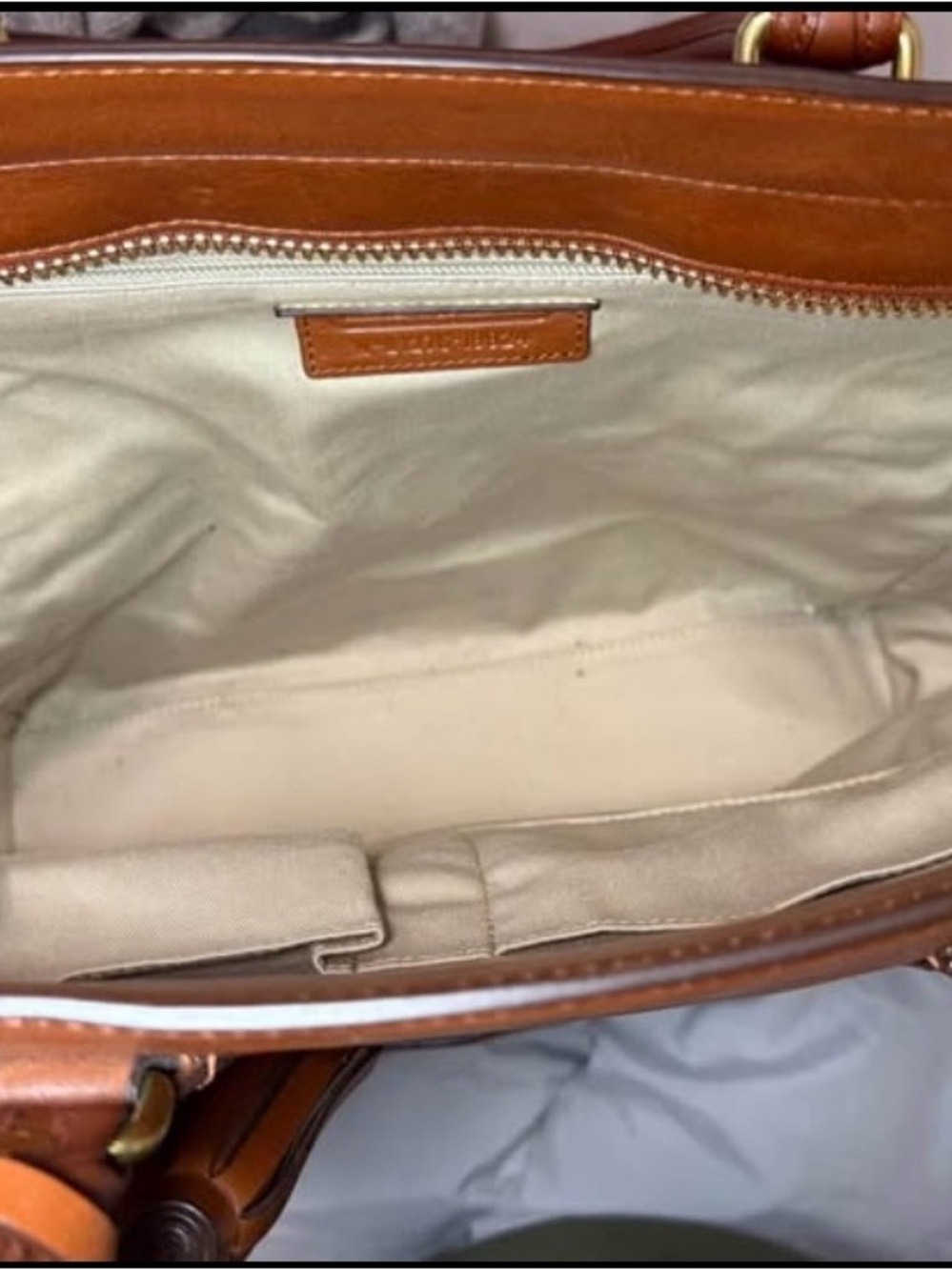 COACH Cognac Brown Leather Tote with Tassel Charm - Picture 5 of 7